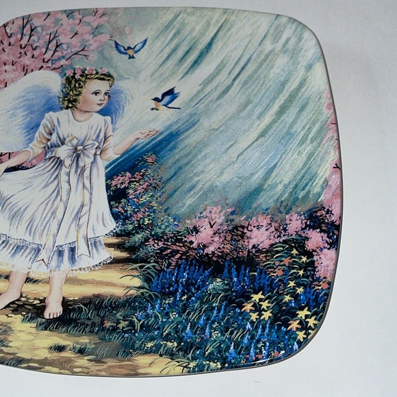 Plate Angel Girl Blue Bird 11.5” Display Platter Home Decor - Picture 4 of 6